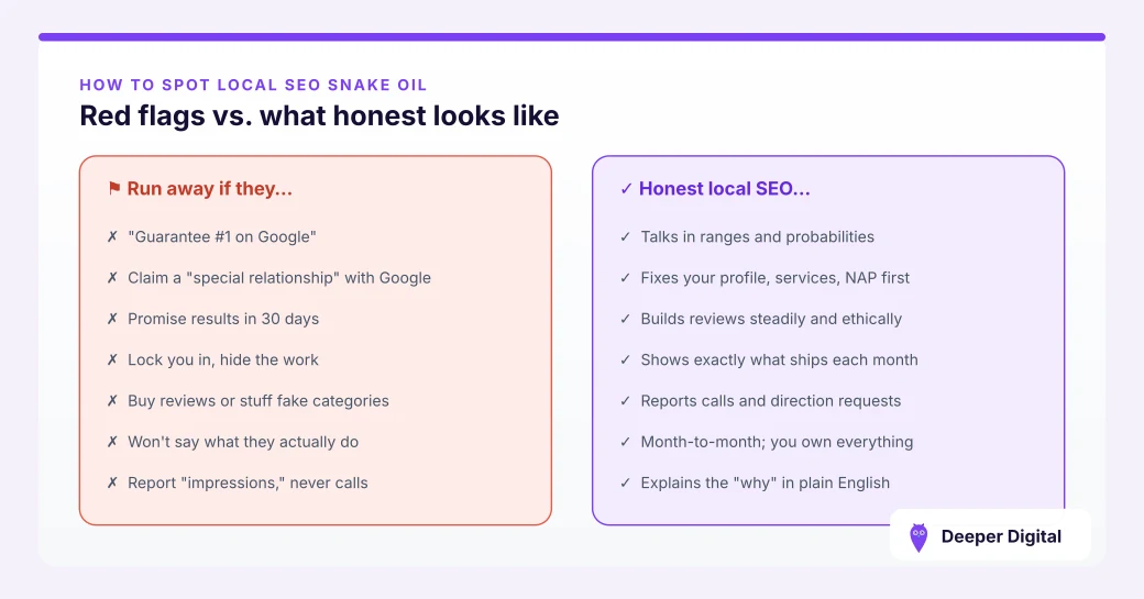 A checklist of situations where buying local SEO is the wrong move for a service business