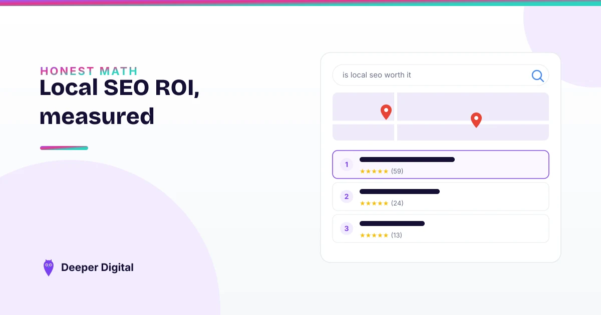 The real ROI of local SEO for service businesses — honest payback math — Deeper Digital, local SEO for service businesses